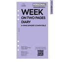 Personal size Week on two pages diary organiser refill | Coloured paper