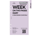 Personal size Week on two pages diary organiser refill | Coloured paper