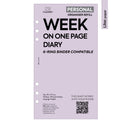 Personal size Week on one page diary organiser refill | Coloured paper