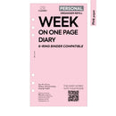 Personal size Week on one page diary organiser refill | Coloured paper