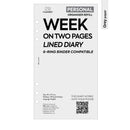 Personal size Week on two pages lined diary organiser refill | Coloured paper