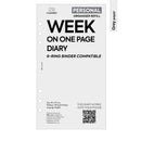 Personal size Week on one page diary organiser refill | Coloured paper