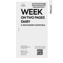 Personal size Week on two pages diary organiser refill | Coloured paper
