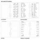 Personal size Week on one page diary organiser refill | Coloured paper