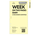 Personal size Week on two pages diary organiser refill | Coloured paper