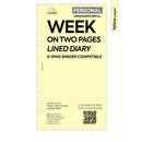 Personal size Week on two pages lined diary organiser refill | Coloured paper