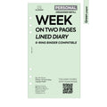 Personal size Week on two pages lined diary organiser refill | Coloured paper