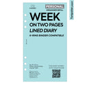 Personal size Week on two pages lined diary organiser refill | Coloured paper