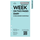 Personal size Week on two pages diary organiser refill | Coloured paper
