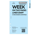 Personal size Week on two pages lined diary organiser refill | Coloured paper