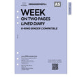 A5 size Week on two pages lined diary organiser refill | Coloured paper