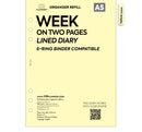 A5 size Week on two pages lined diary organiser refill | Coloured paper