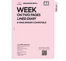 A5 size Week on two pages lined diary organiser refill | Coloured paper