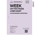 A5 size Week on two pages lined diary organiser refill | Coloured paper