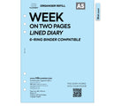 A5 size Week on two pages lined diary organiser refill | Coloured paper
