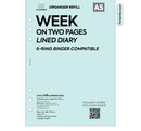 A5 size Week on two pages lined diary organiser refill | Coloured paper