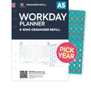 A5 size Day on one page workday planner organiser refill Filofax A5 compatible
