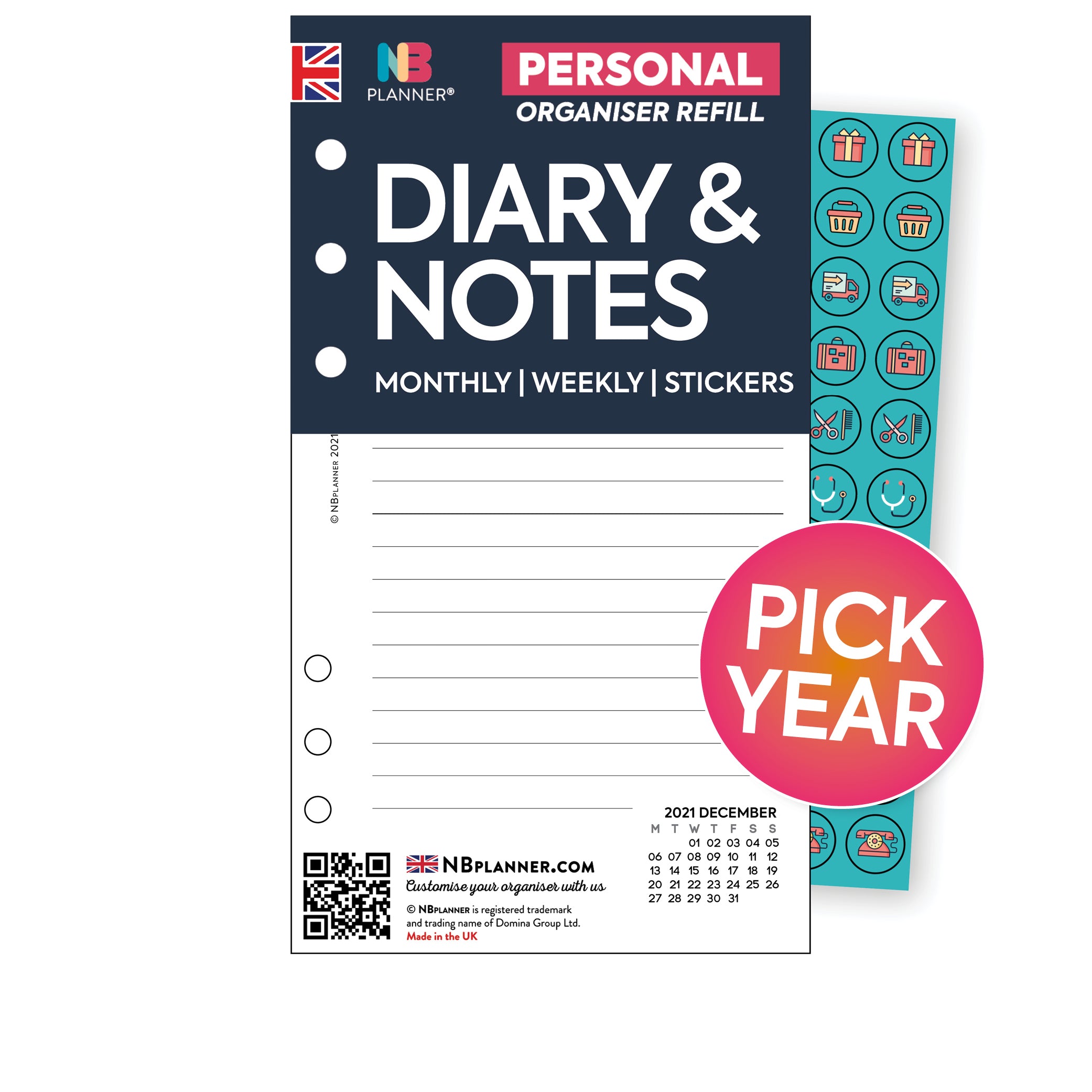 Personal size Diary & Notes organiser refill | Monthly/Weekly | Classi