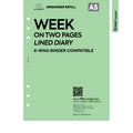 A5 size Week on two pages lined diary organiser refill | Coloured paper