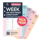Personal size Week on two pages lined diary organiser refill | Coloured paper