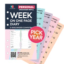Personal size Week on one page diary organiser refill | Coloured paper