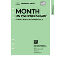 A5 size Month on two pages diary organiser refill | Coloured paper