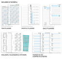 2027 Personal size Day on one page lined diary organiser refill | Classic collection