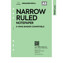 A5 size narrow ruled notepaper organiser refill | Coloured paper