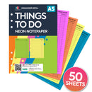 A5 size things to do notepaper organiser refill | Assorted paper neon