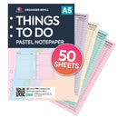 A5 size 50 sheets things to do pastel notepaper organiser refill | Assorted paper | Filofax A5 compatible