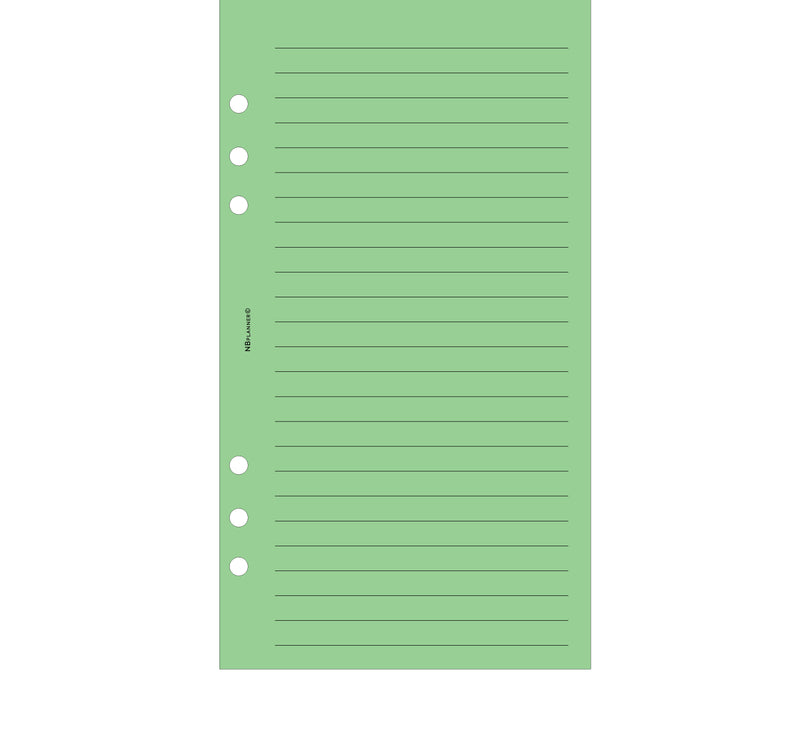Personal size Wide ruled notepaper organiser refill | Coloured paper