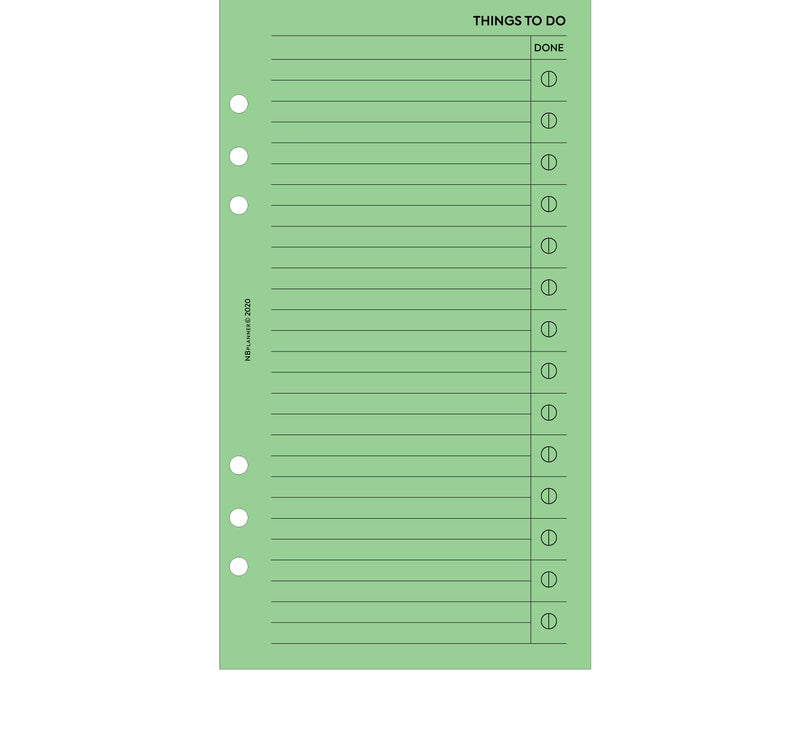 Personal size Things to do notepaper organiser refill | Coloured paper
