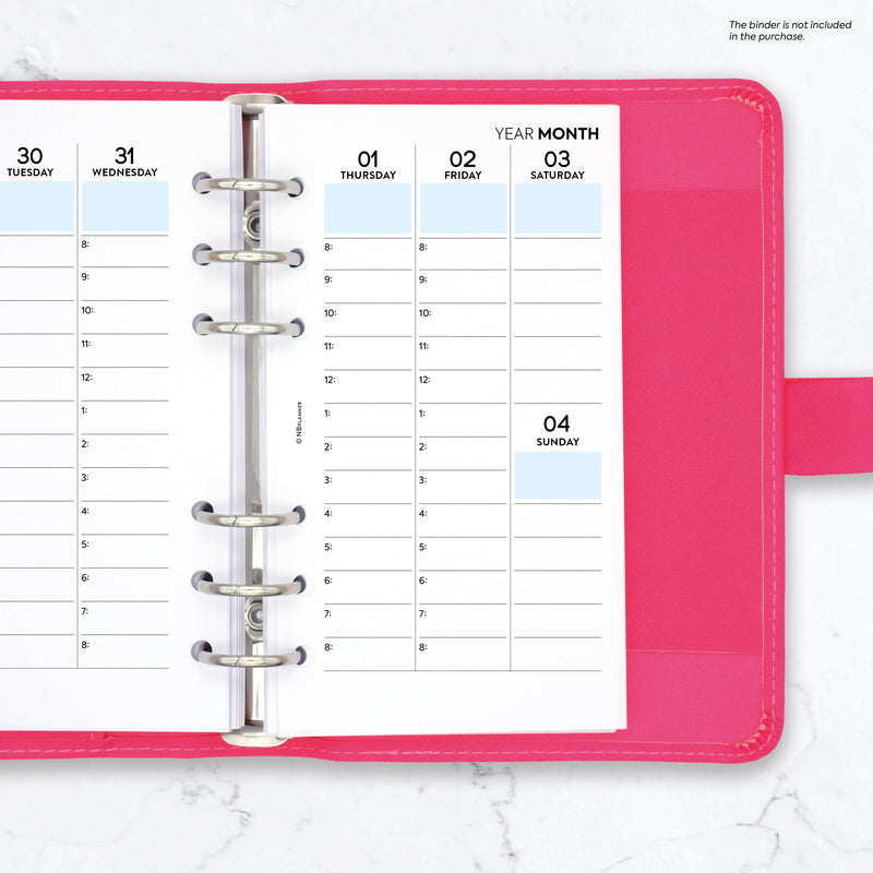 Personal size Week on two pages appointment diary column format | Monthly/Weekly | Classic collection