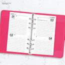Academic 2026-2027 Two days on one page lined diary organiser refill insert | Filofax PERSONAL size COMPATIBLE | 95 x 171mm