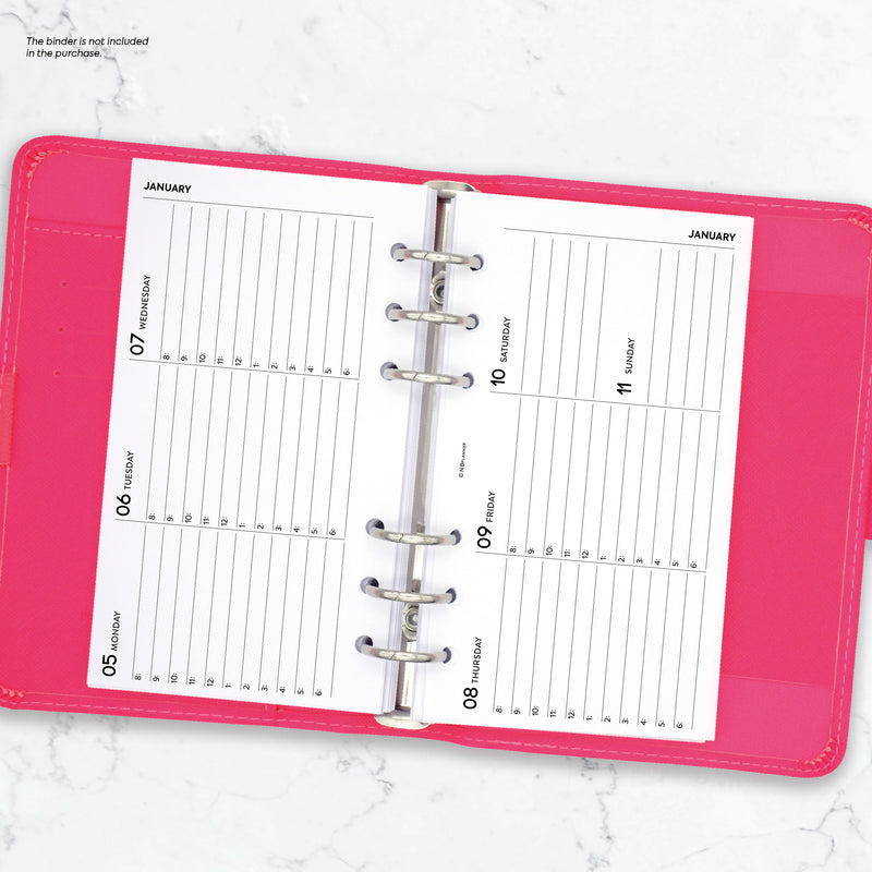 Personal size Horizontal Week on two page diary with appointments organiser refill | Essential collection