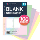Filofax A5 fashion coloured notepaper compatible refill insert blank plain