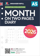 2026 planner refill with month on two pages design, A5 size, NB Planner brand.
