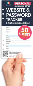 Personal size Website & password tracker organiser refill | Classic collection