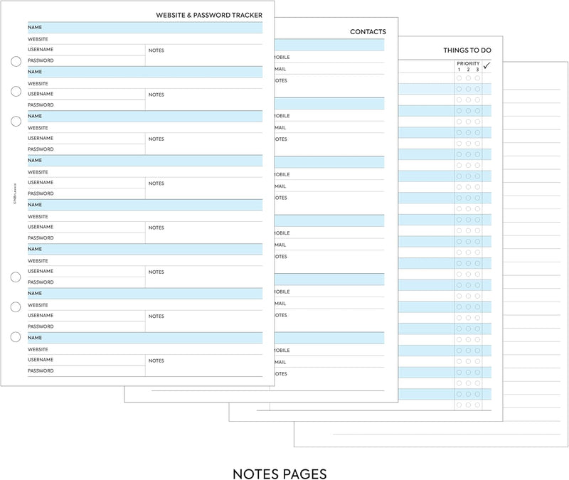 2026 A5 size Week on two pages lined diary organiser refill insert | Filofax A5 COMPATIBLE | Monthly/Weekly | UK holidays