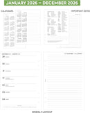 2026 A5 size diary & notes organiser diary refill insert Filofax A5 COMPATIBLE | English | UK holidays