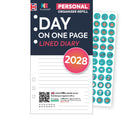 2028 Personal size Day on one page lined diary organiser refill | Classic collection
