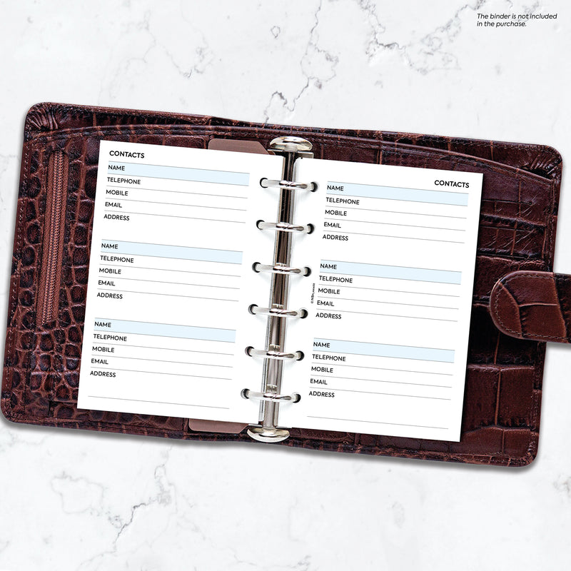 Pocket size Contacts organiser refill | Classic collection