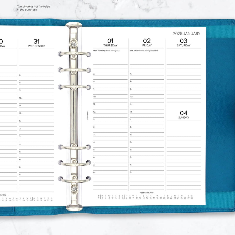 2026 A5 size appointments diary refill insert Filofax A5 COMPATIBLE | English | UK holidays