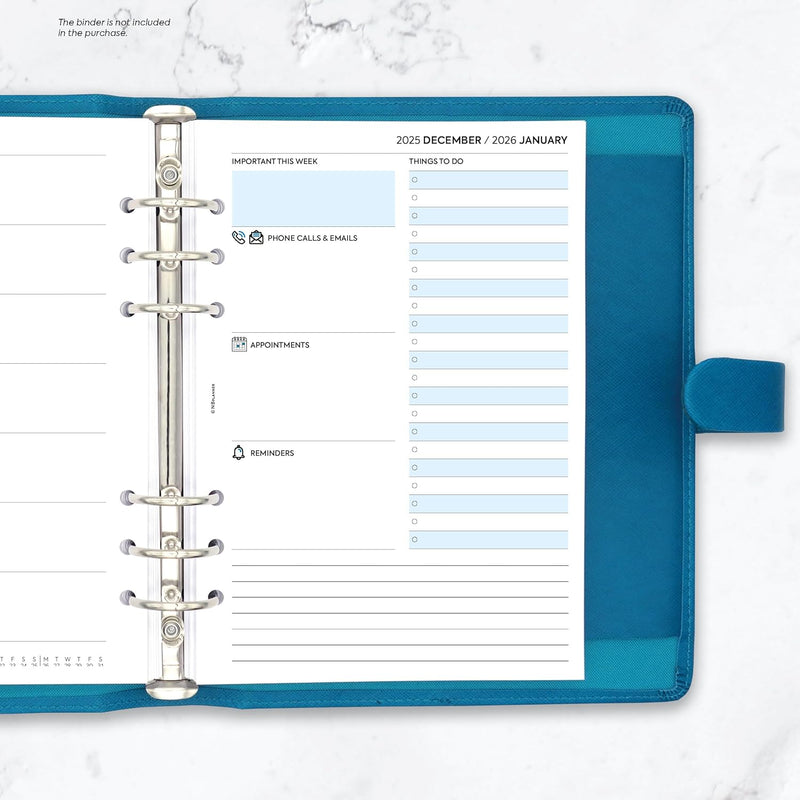 2026 A5 size Diary & Notes organiser refill insert | Filofax A5 COMPATIBLE | Monthly/Weekly | UK holidays