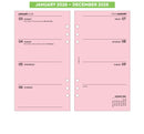 2028 Week on two pages pink diary organiser refill insert | Filofax PERSONAL size COMPATIBLE | 95 x 171mm