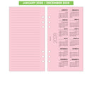 2028 Week on two pages pink diary organiser refill insert | Filofax PERSONAL size COMPATIBLE | 95 x 171mm
