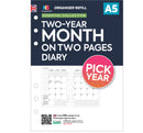 A5 size 2-year Month On Two Pages diary organiser refill | Essential