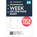A5 size Week on one pages diary organiser refill insert Filofax A5 compatible