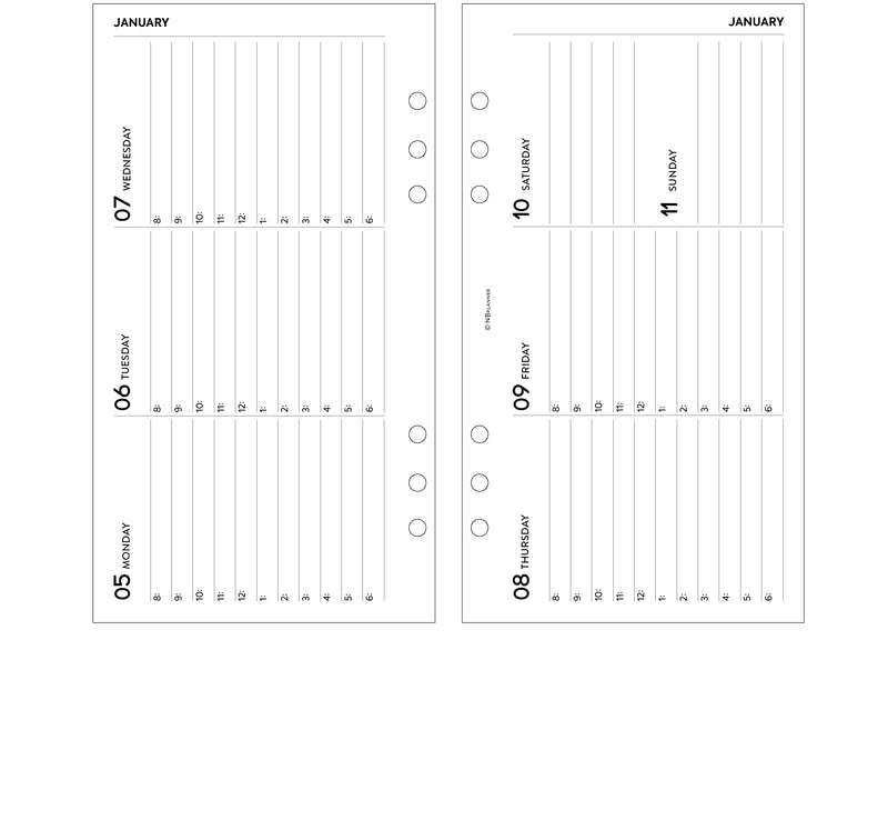 Personal size Horizontal Week on two page diary with appointments organiser refill | Essential collection
