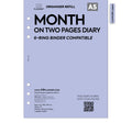 A5 size Month on two pages diary organiser refill | Coloured paper